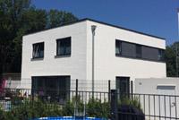 Neubau Haus im Bauhaus-Stil, Gelsenkirchen, Waldquartier-Buer, 2 Vollgeschosse, Kubus, Erdwärme, Fußbodenheizung